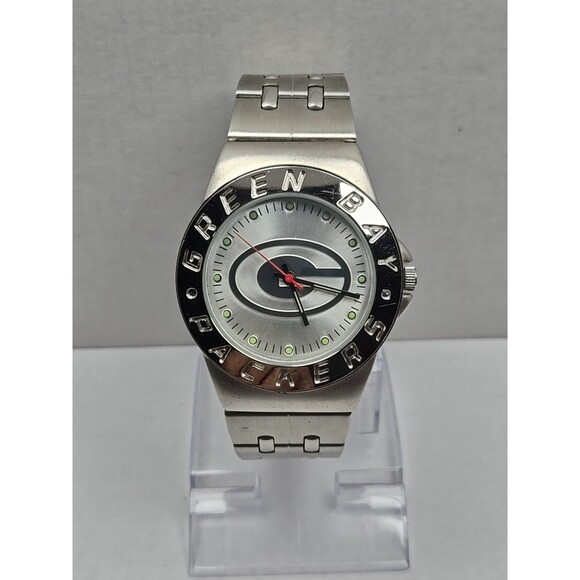 Green Bay Packers Game Time Stainless Steel Logo Quartz Analog Watch New Battery - Picture 1 of 11
